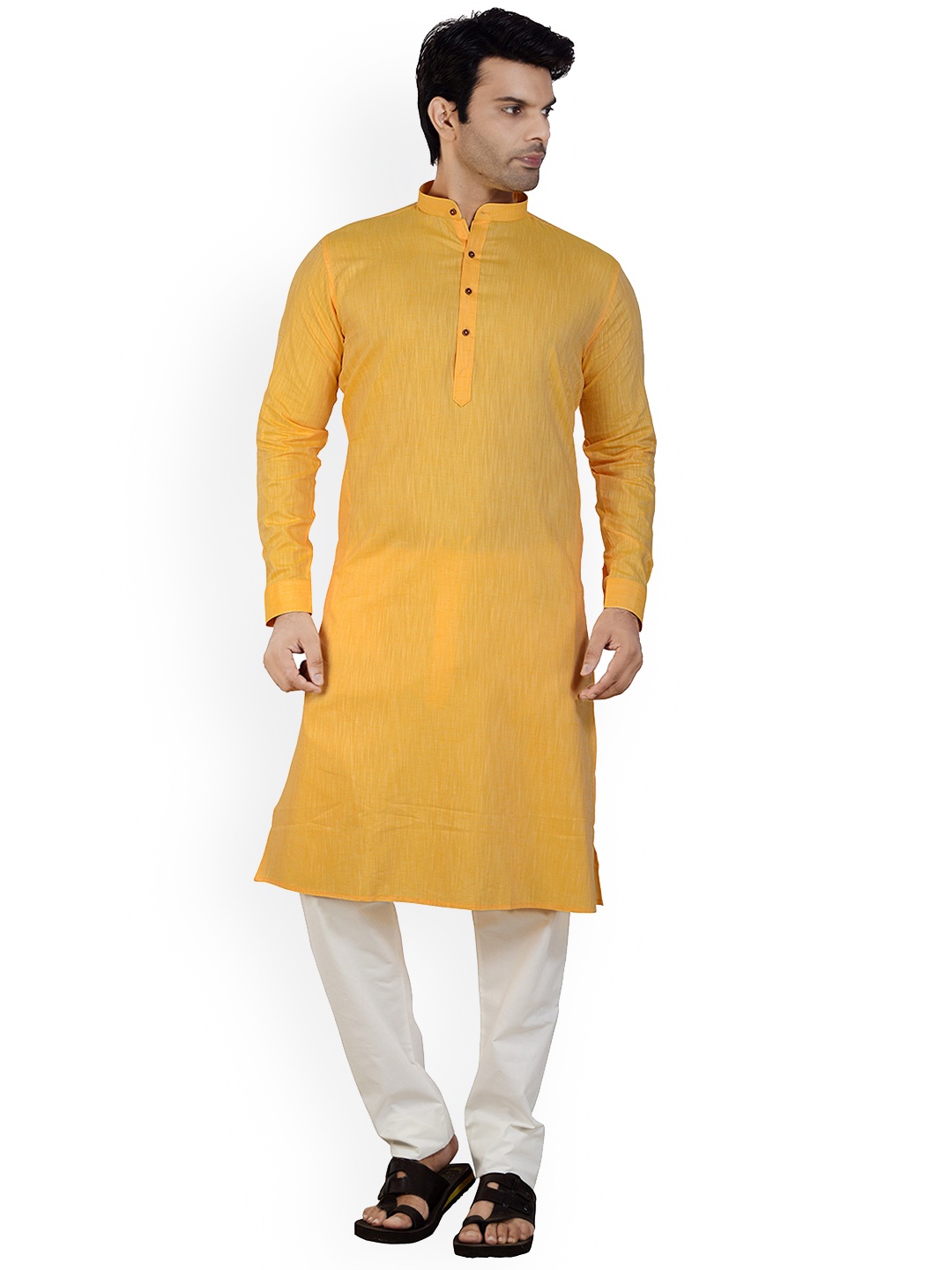 

ARRUGA Men Yellow Regular Kurta with Pyjamas