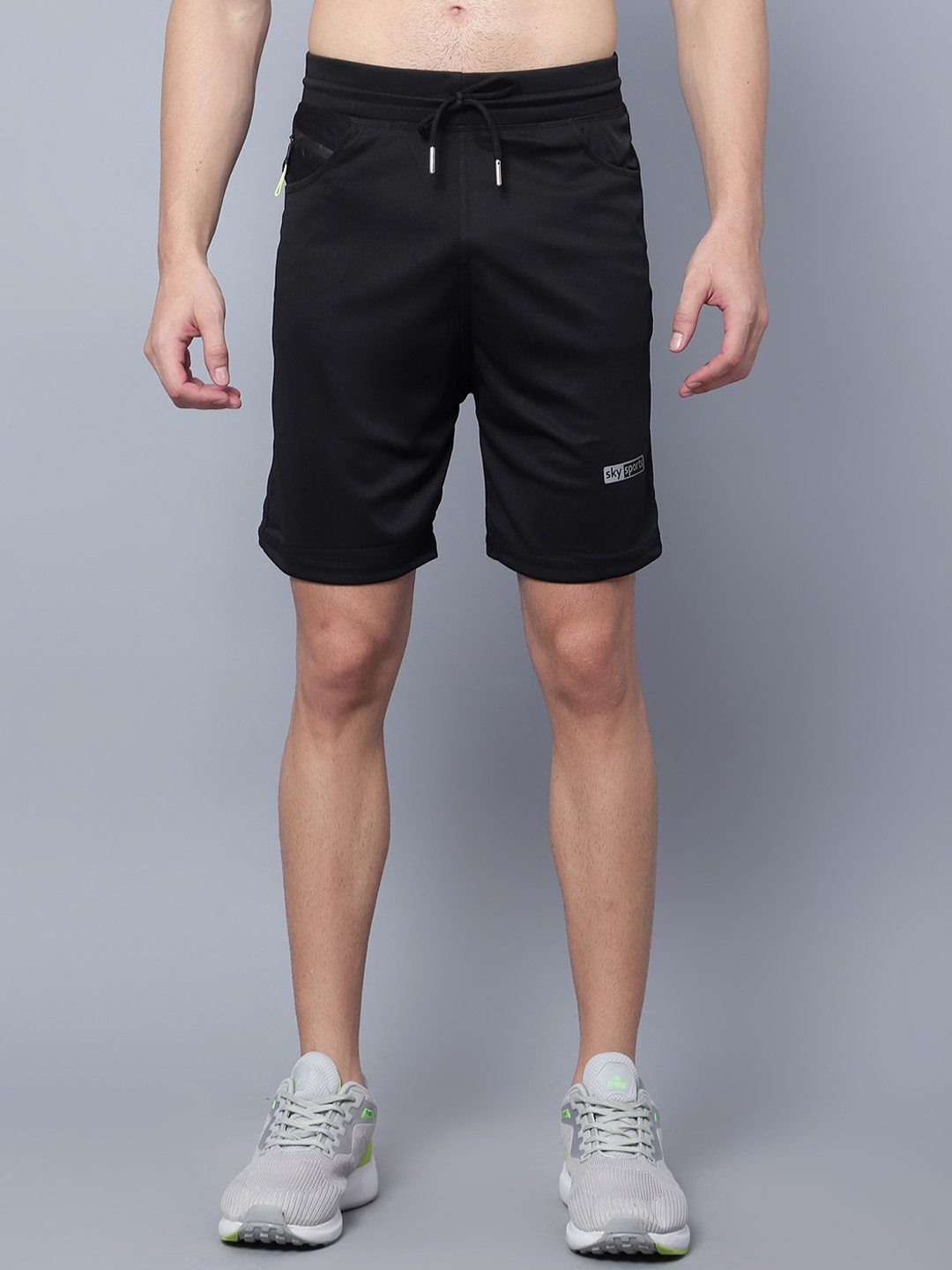 

SKY HEIGHTS Men Slim Fit Mid-Rise Sports Shorts, Black