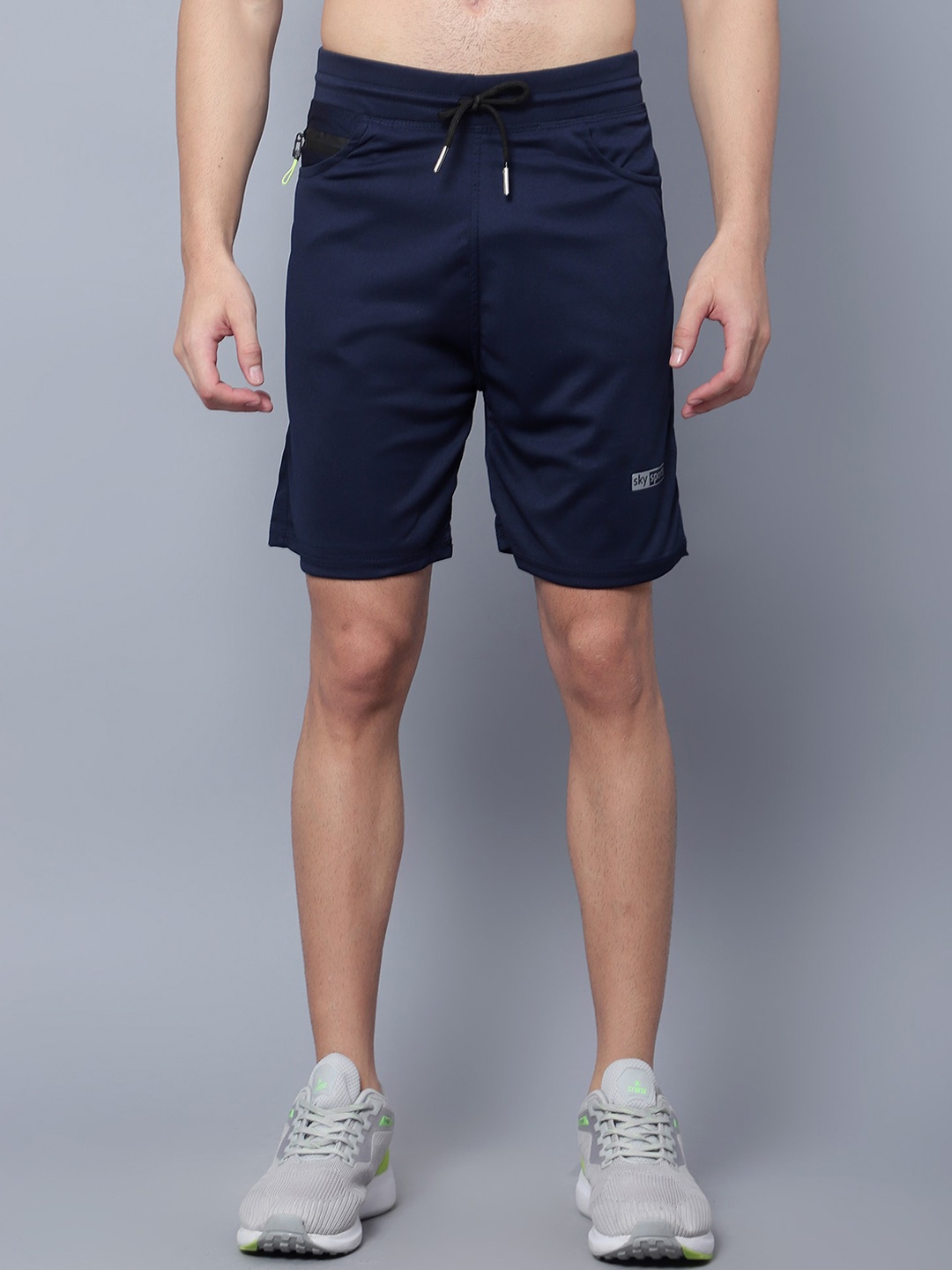 

SKY HEIGHTS Men Slim Fit Mid-Rise Sports Shorts, Navy blue