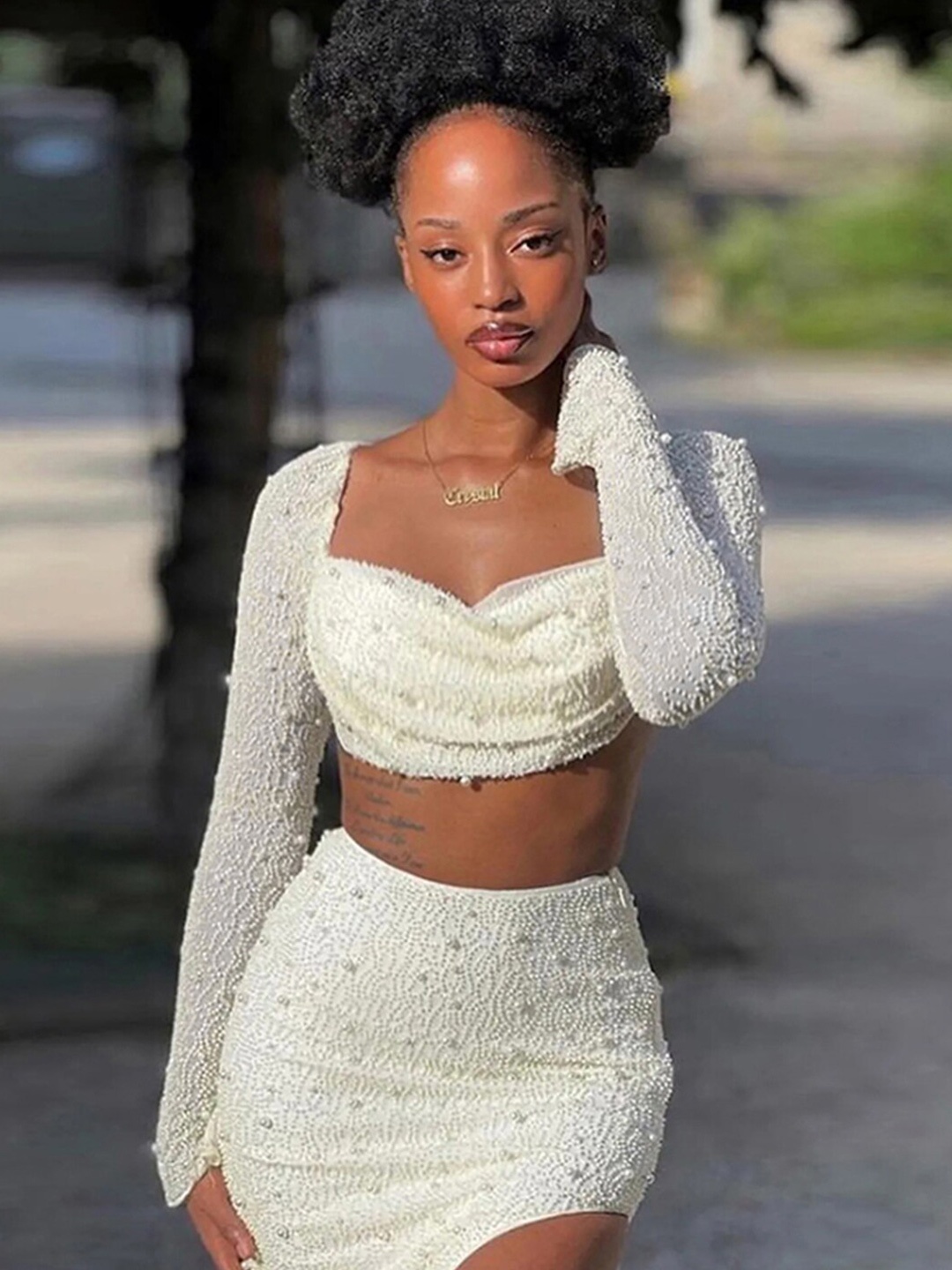 

StyleCast Embellished Crop Top, White