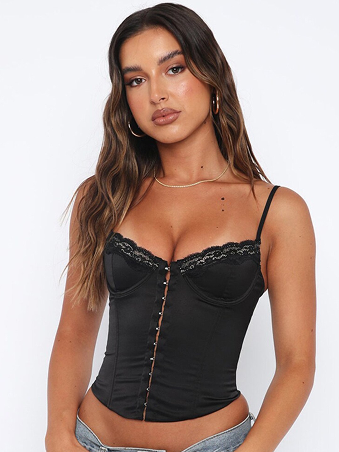 

StyleCast Shoulder Straped Crop Top, Black