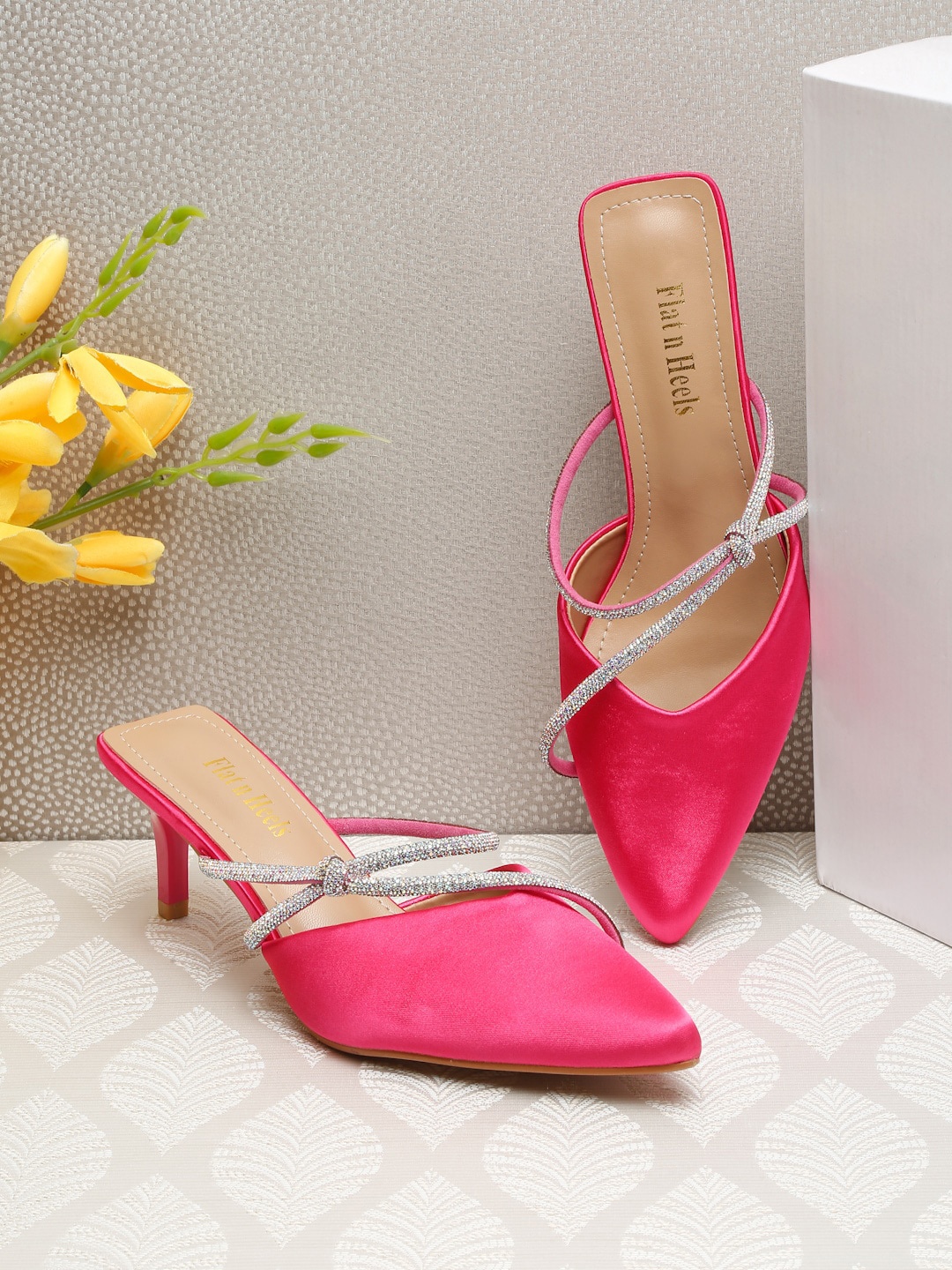 

Flat n Heels Embellished Pointed Toe Slim Heels, Fuchsia
