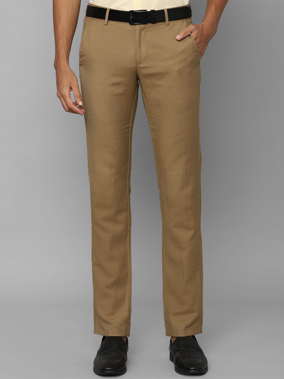 

Allen Solly Men Textured Tailored Slim Fit Casual Trousers, Brown
