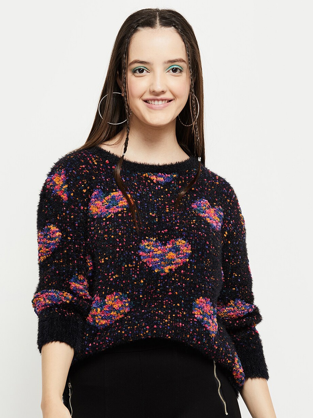

max Cable Knit Pullover Sweaters, Black