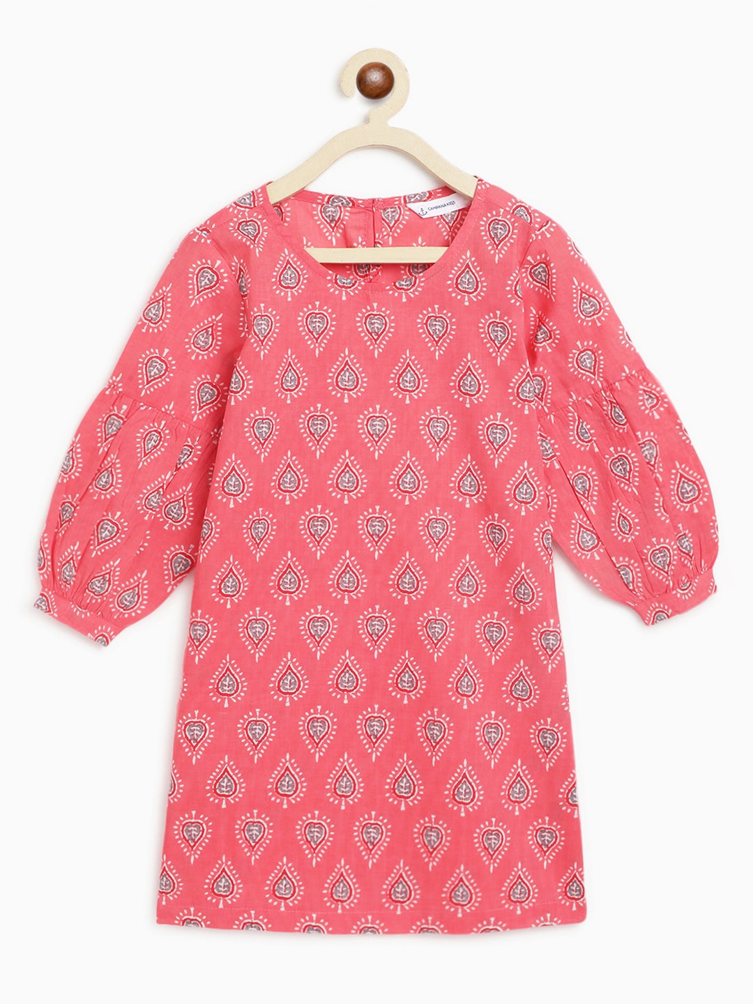 

Campana Girls Ethnic Motifs Printed A-Line Kurta, Pink