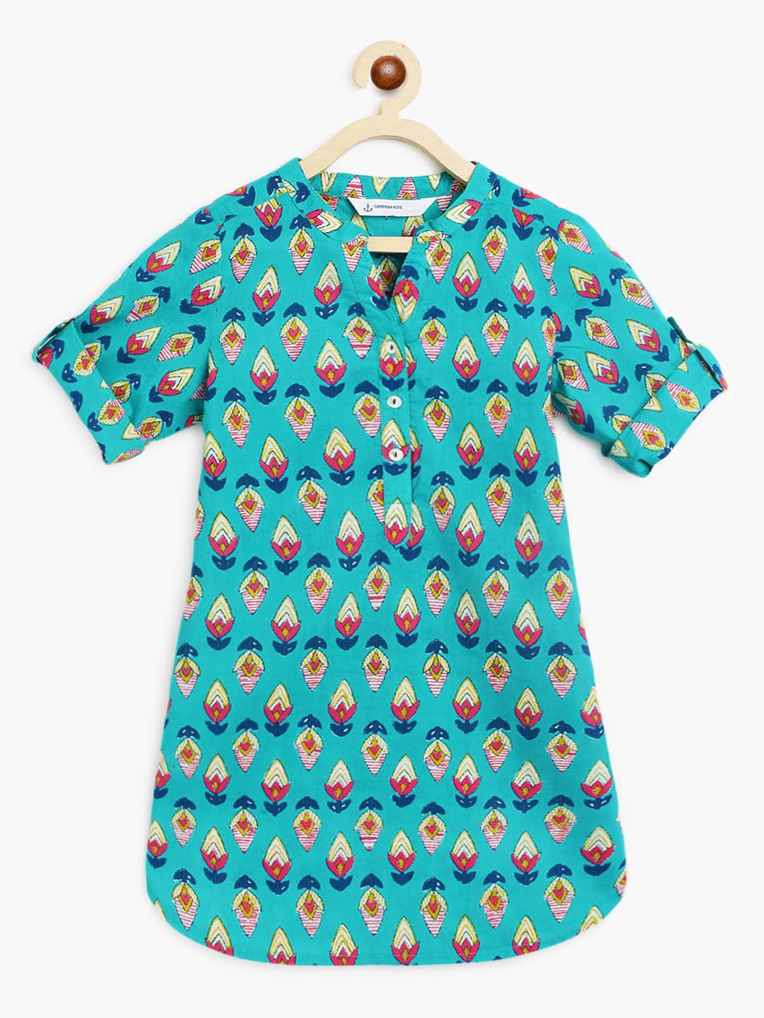 

Campana Girls Ethnic Motifs Printed Kurta, Teal
