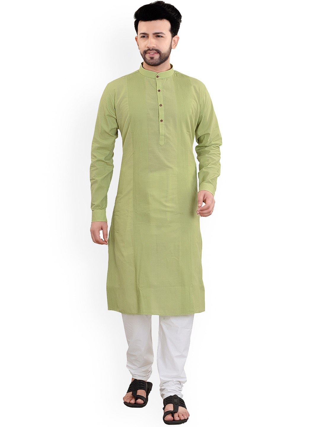 

ARRUGA Men Green Regular Kurta with Churidar