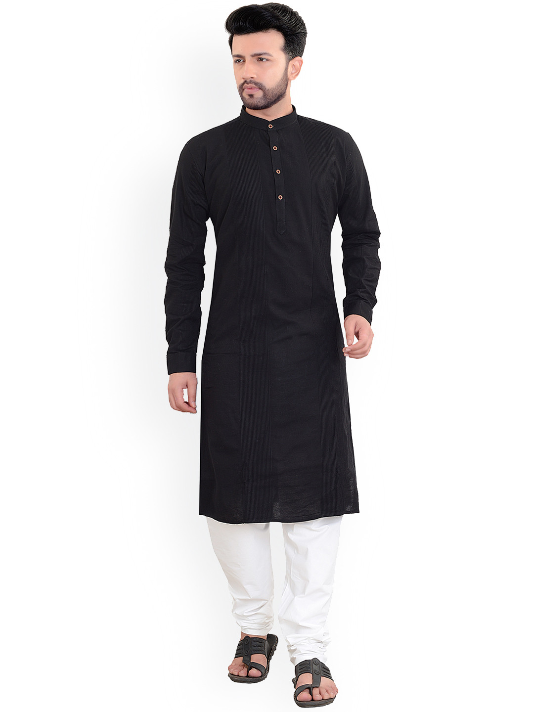 

ARRUGA Straight Kurta With Pyjamas, Black