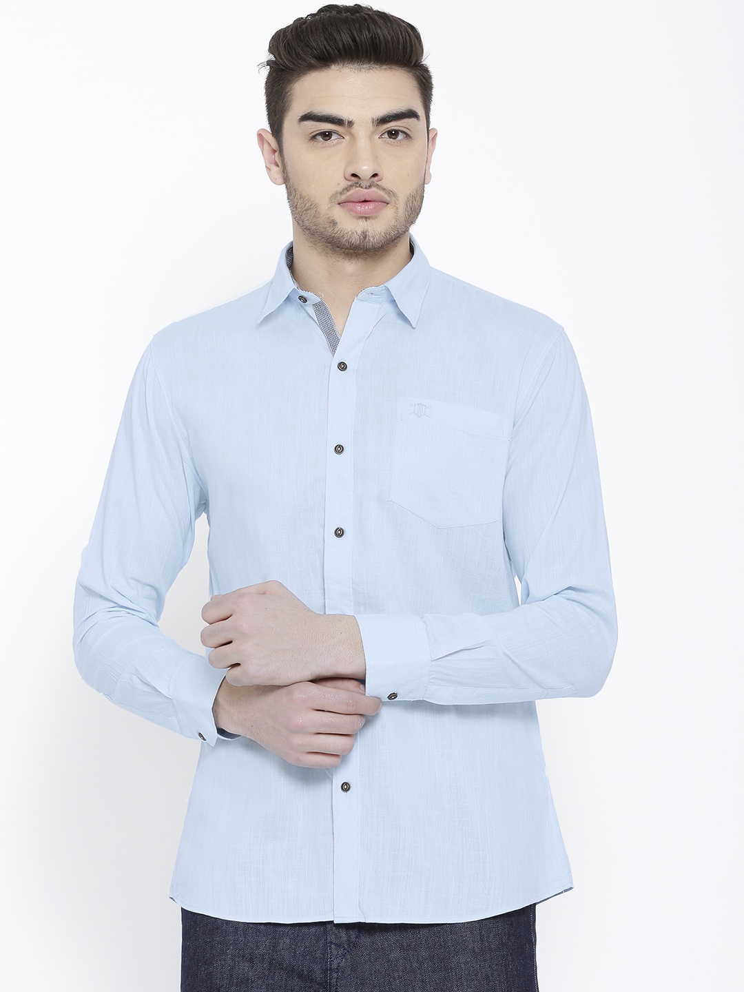 

Duke Men Blue Smart Regular Fit Solid Casual Shirt