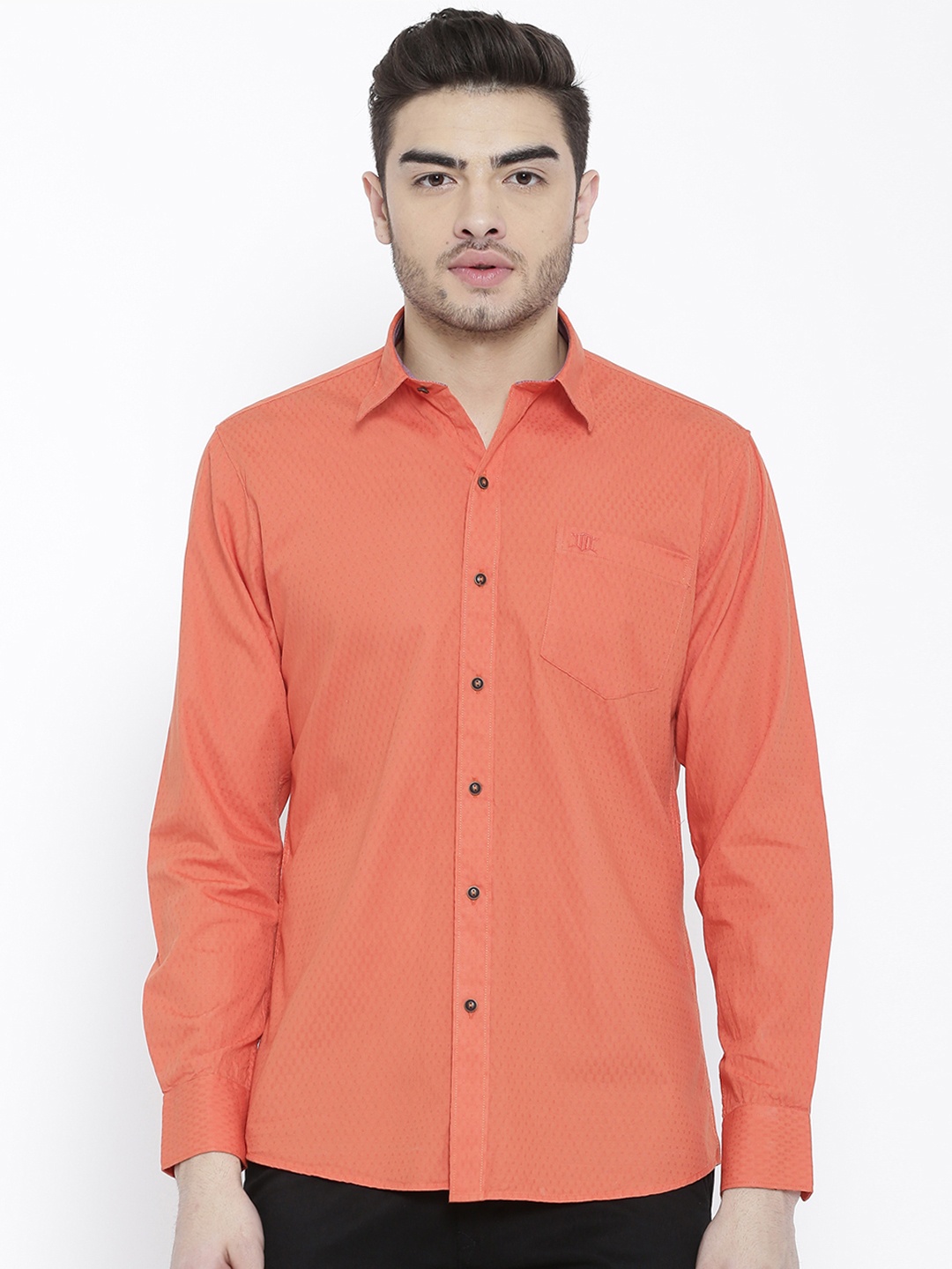 

Duke Men Orange Smart Regular Fit Self Design Casual Shirt