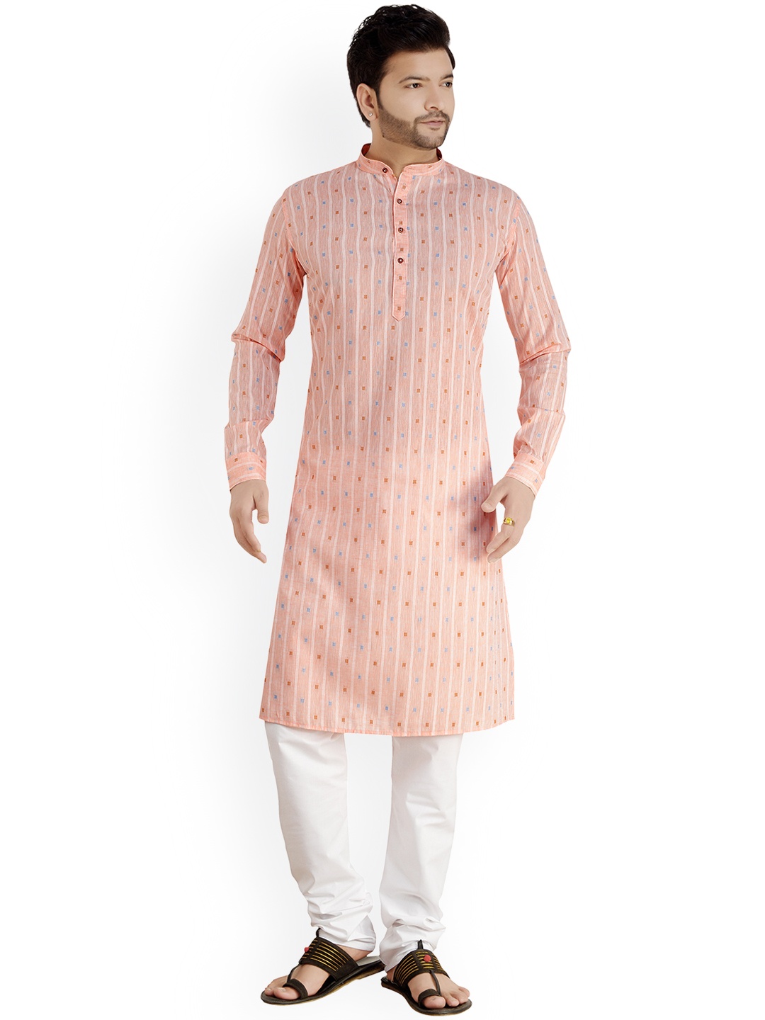 

ARRUGA Men Pink Regular Kurta with Pyjamas