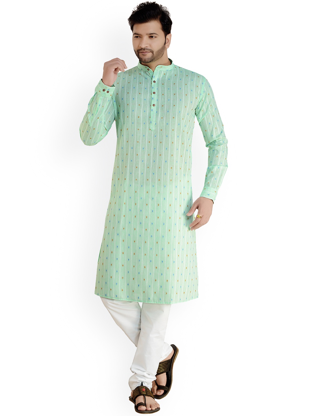 

ARRUGA Green Printed Regular Kurta with Pyjamas