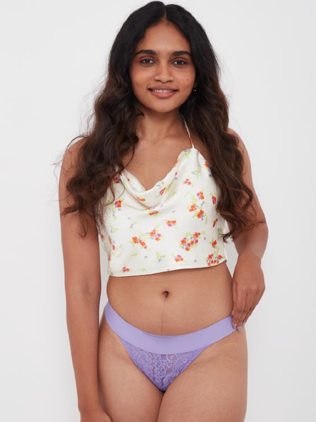 

Big Little Lemons Lace Mid-Rise Thongs, Purple