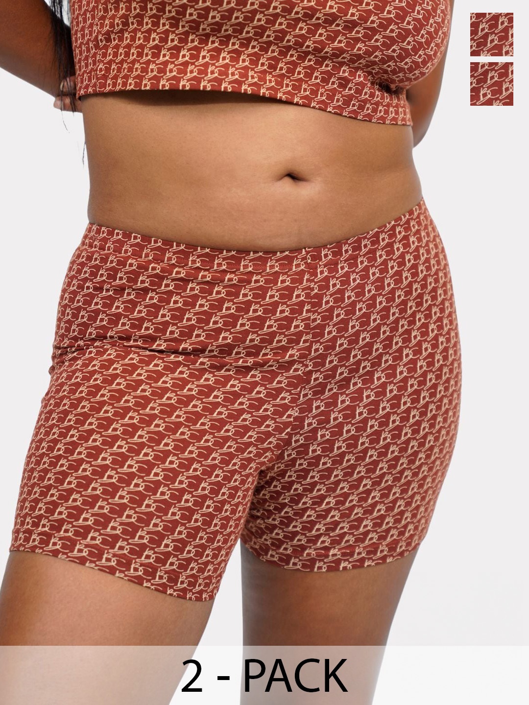 

Butt-Chique Pack of 2 Patterned Boy Shorts Briefs, Brown