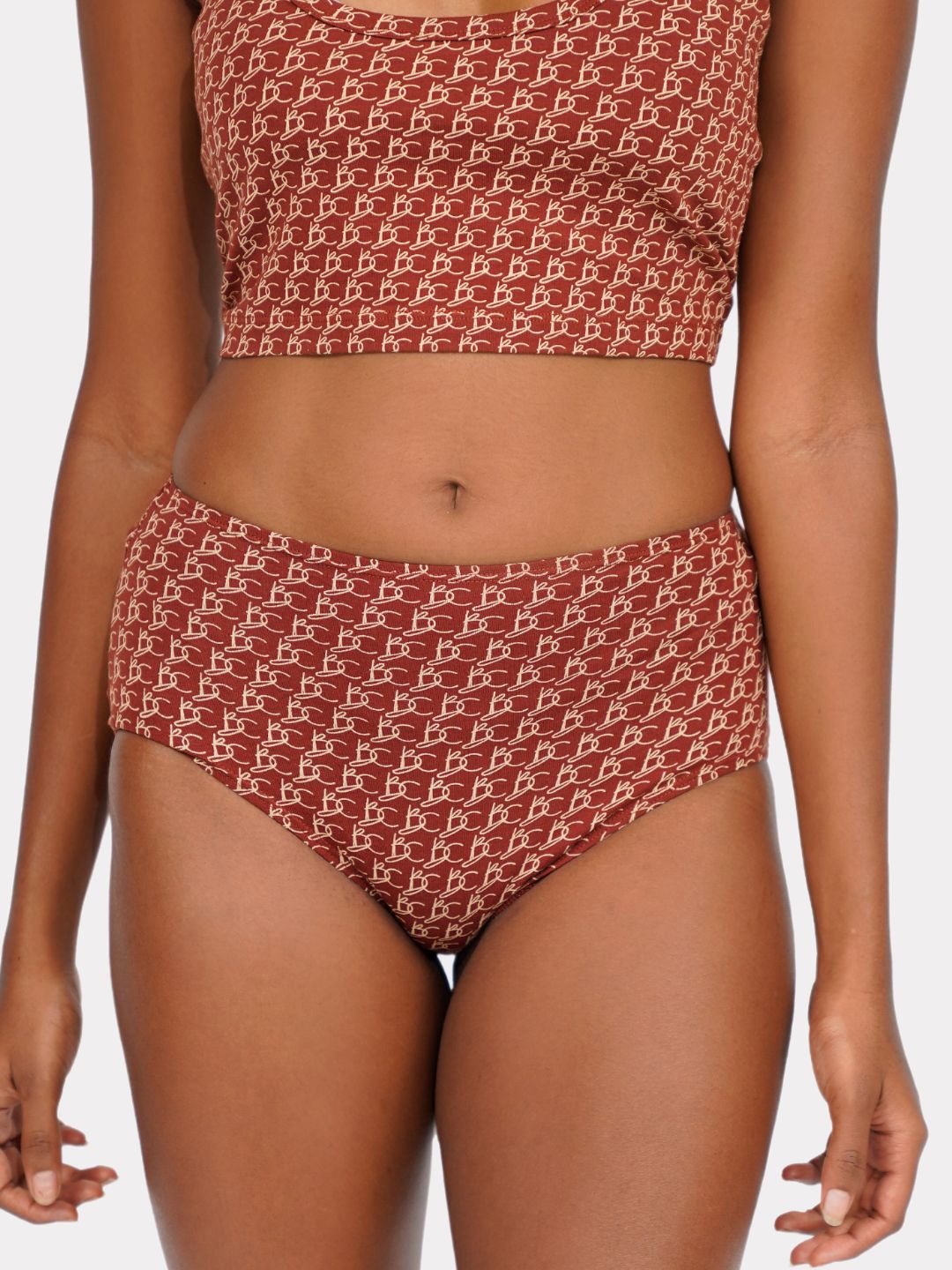 

Butt-Chique Patterned High Rise Briefs, Brown