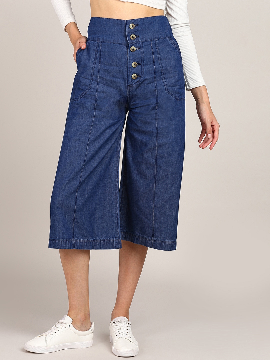 

DressBerry Women Blue Jean Flared High-Rise Cotton Jeans