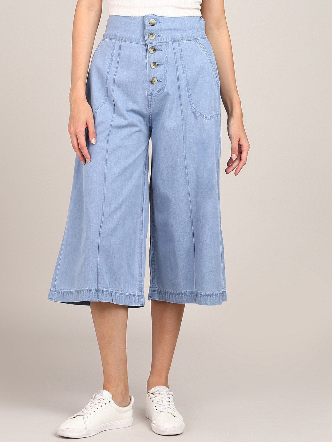 

DressBerry Women Blue Jean Flared High-Rise Cotton Jeans