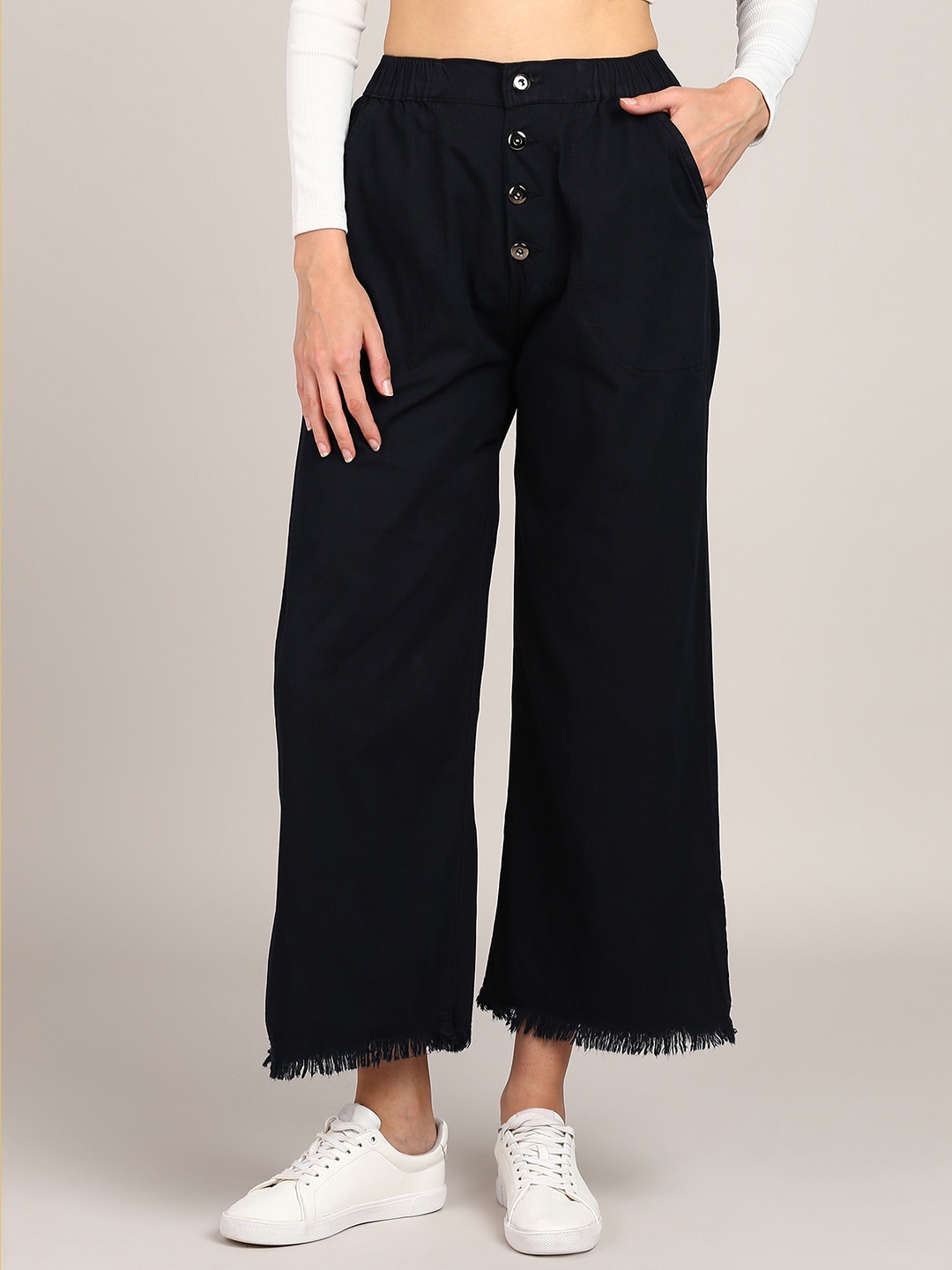 

DressBerry Women Black Jean Flared Low-Rise Cotton Jeans