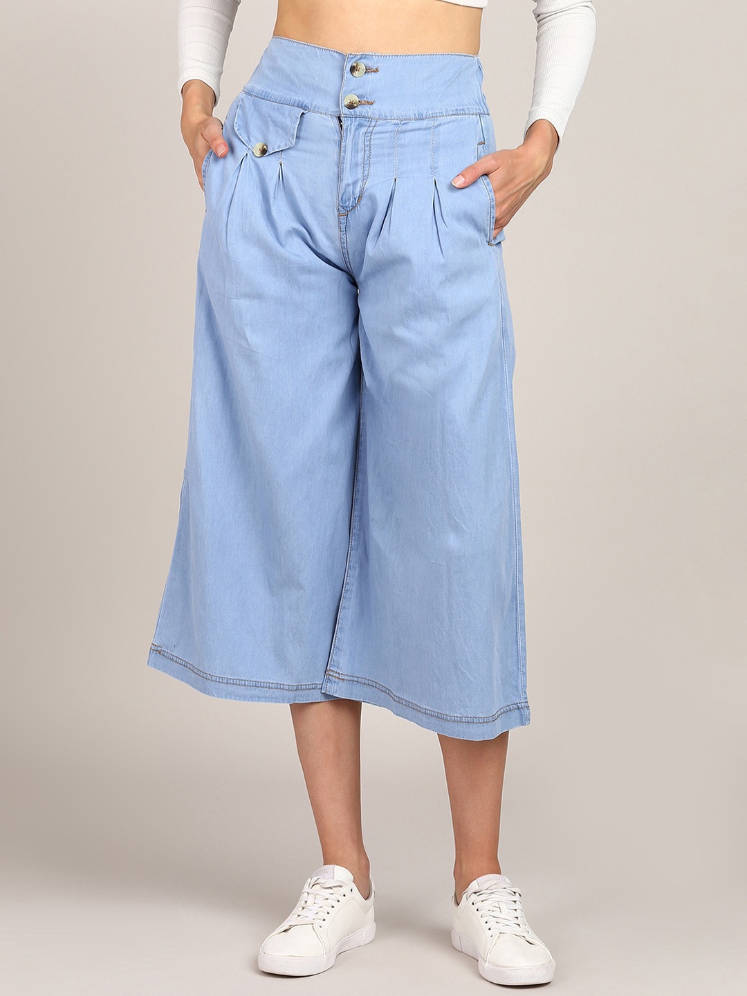 

DressBerry Women Blue Jean Flared High-Rise Cotton Jeans