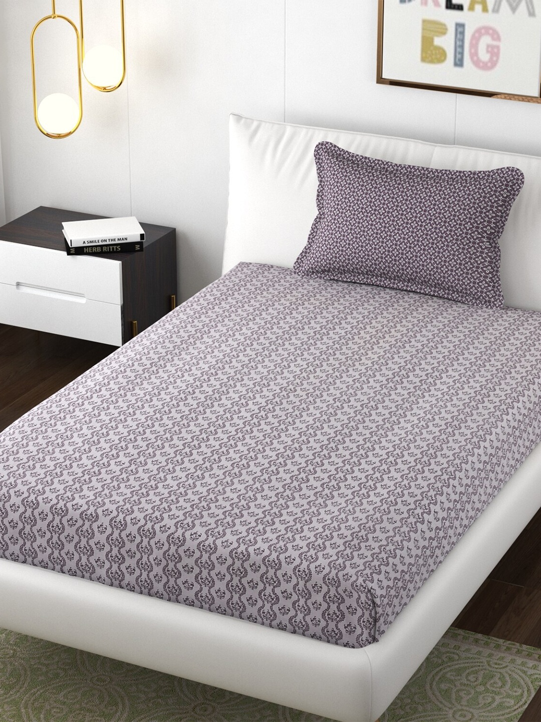 

Florida Blue Ethnic Motifs Cotton 144 TC Single Bedsheet with 1 Pillow Covers