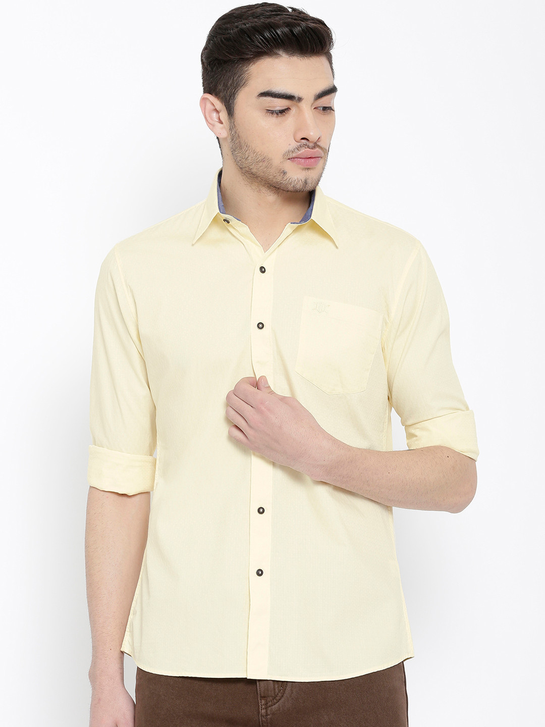 

Duke Men Yellow Smart Regular Fit Self Design Casual Shirt
