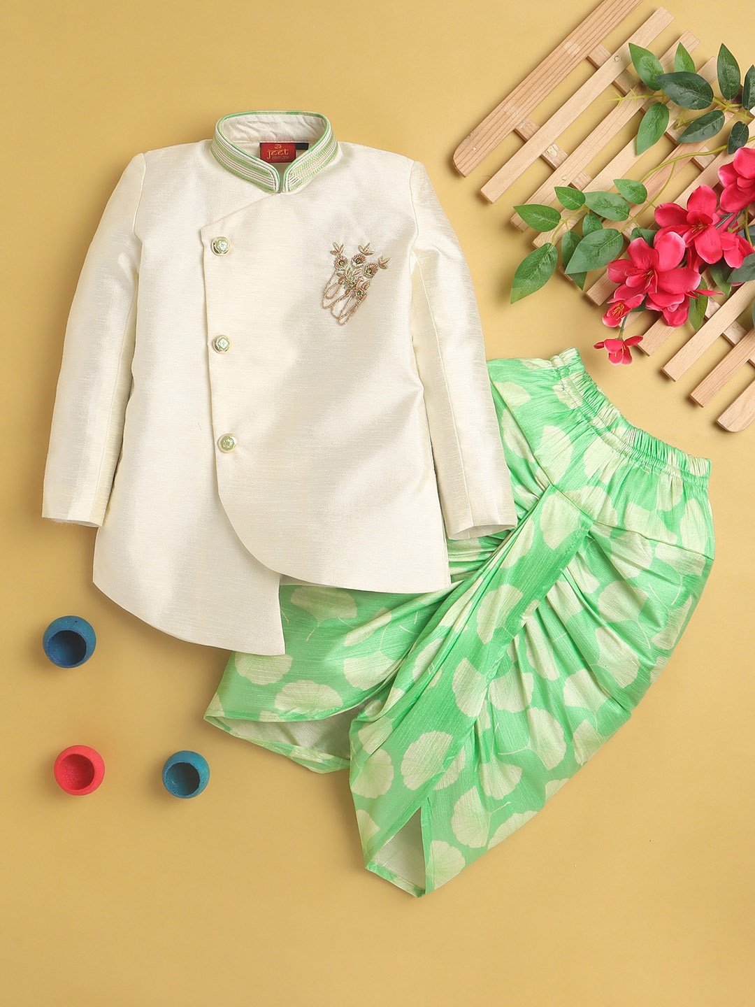 

BAESD Boys Regular Kurta With Dhoti Pants, Cream