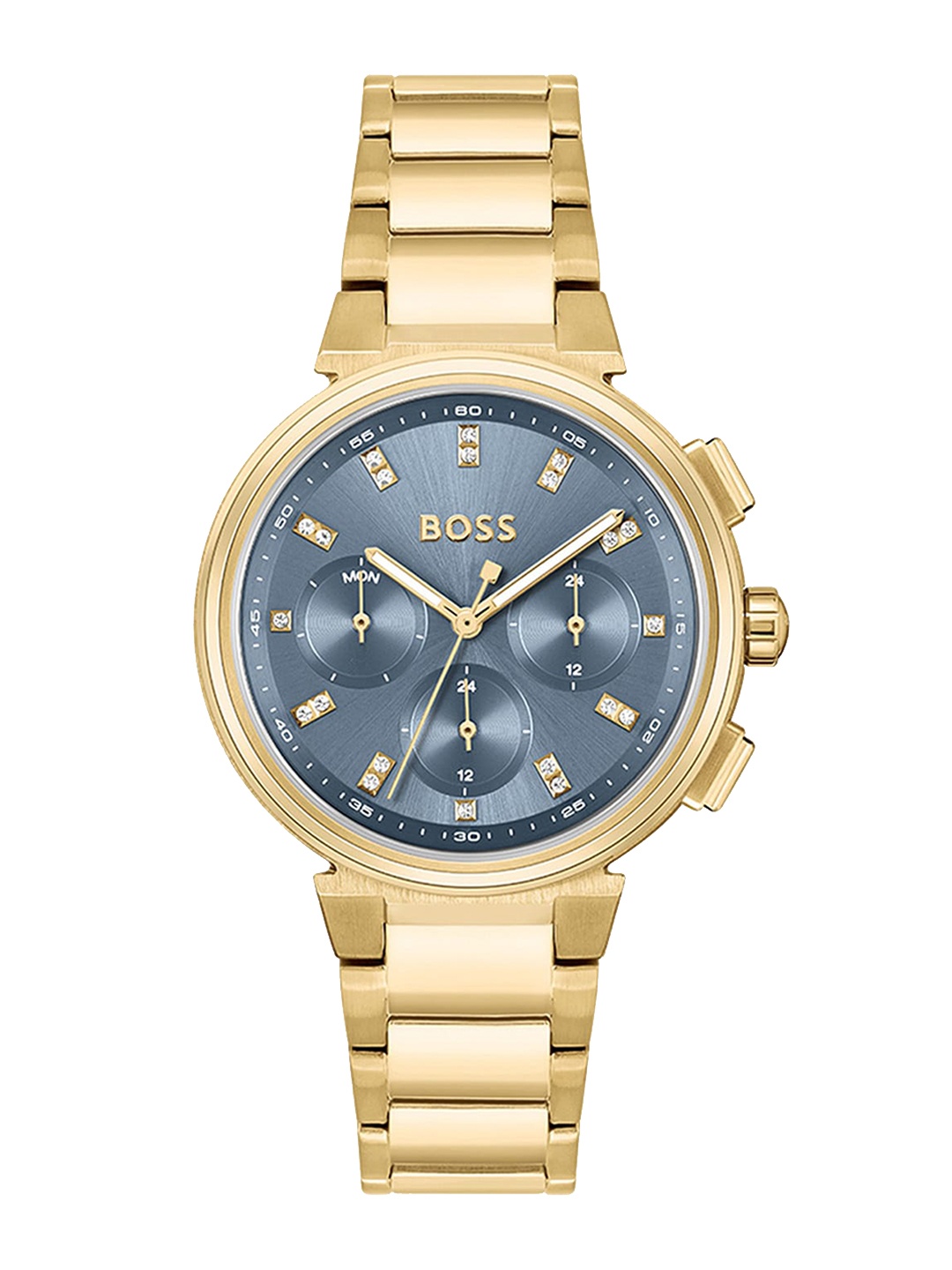 

BOSS Women Embellished Dial & Stainless Steel Bracelet Style Straps Analogue Watch 1502677, Blue