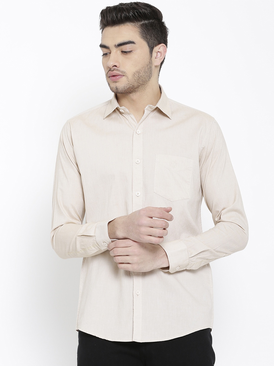 

Duke Men Beige Smart Regular Fit Solid Casual Shirt