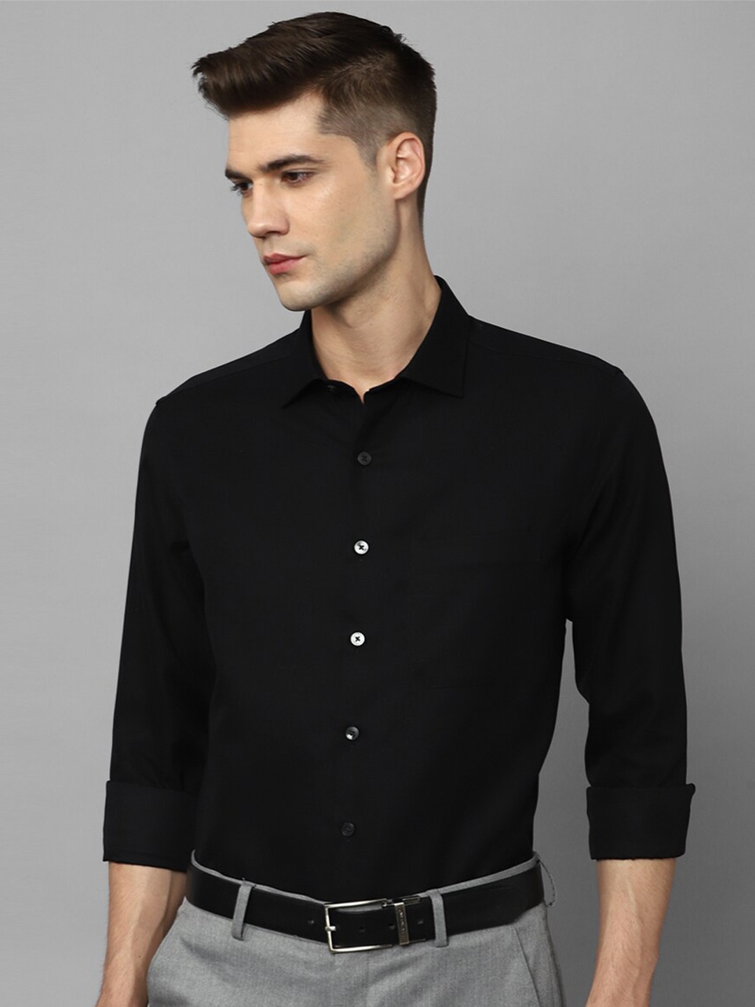 

Louis Philippe Slim Fit Opaque Pure Cotton Formal Shirt, Black