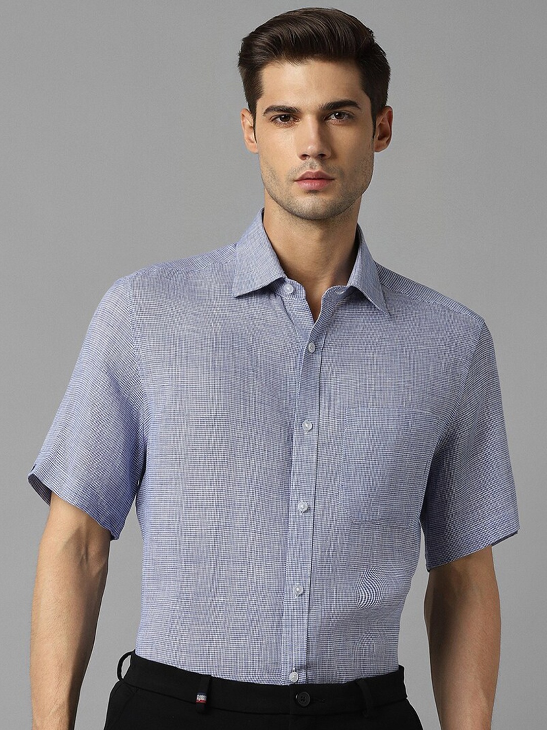 

Louis Philippe Opaque Pure Linen Formal Shirt, Blue