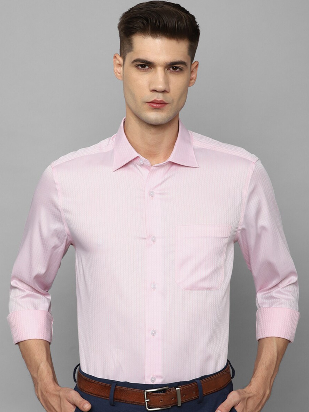 

Louis Philippe Opaque Striped Pure Cotton Formal Shirt, Pink