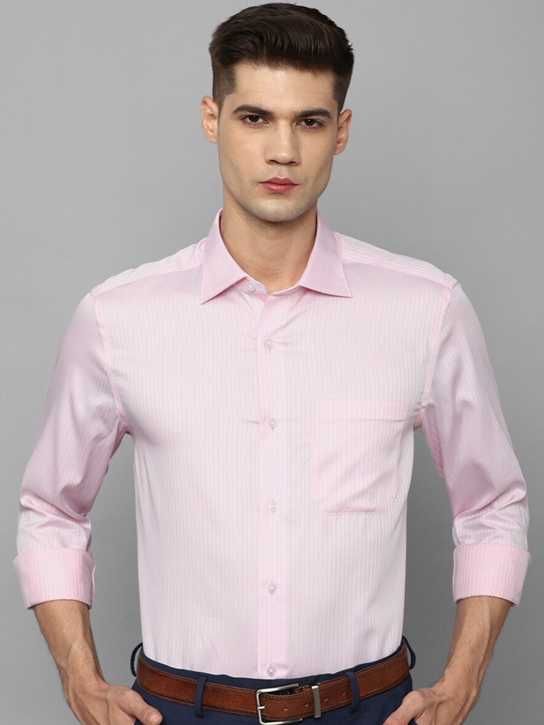 

Louis Philippe Gods & Kings Opaque Striped Giza Cotton Formal Shirt, Pink