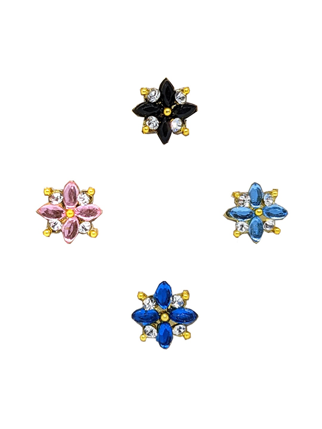 

Comet Busters 4 Pcs Nose Studs Stick Ons Self Adhesive Fake Nose Studs Bindi's, Blue