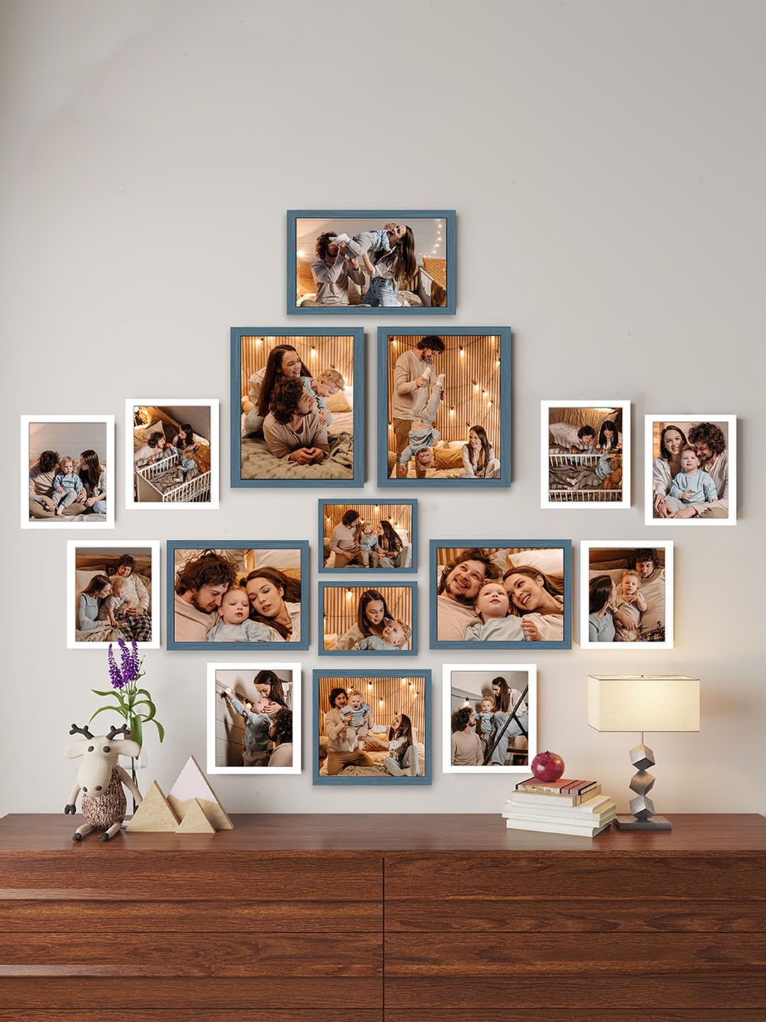 

Art Street White & Teal Blue 16-Pieces Wall Photo Frames