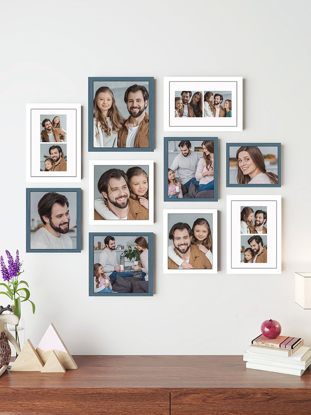 

Art Street White & Teal Blue 10-Pieces Wall Photo Frames