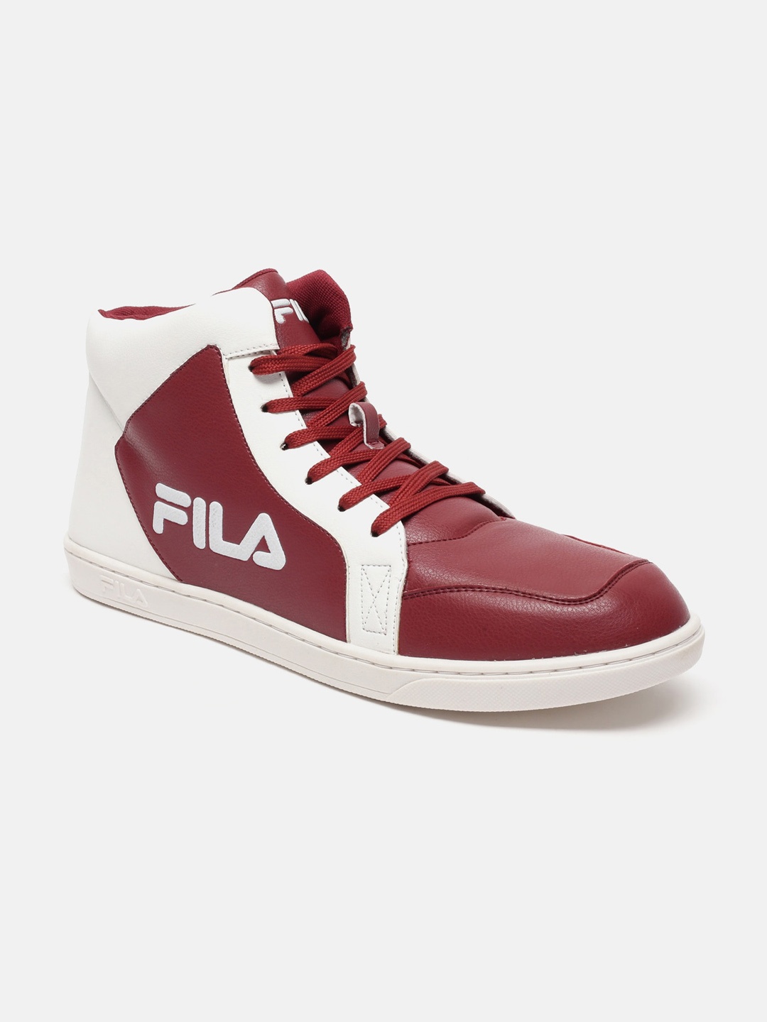 

FILA Men BRUK Mid Top Colourblocked Memory Foam Insole Contrast Sole Sneakers, Red