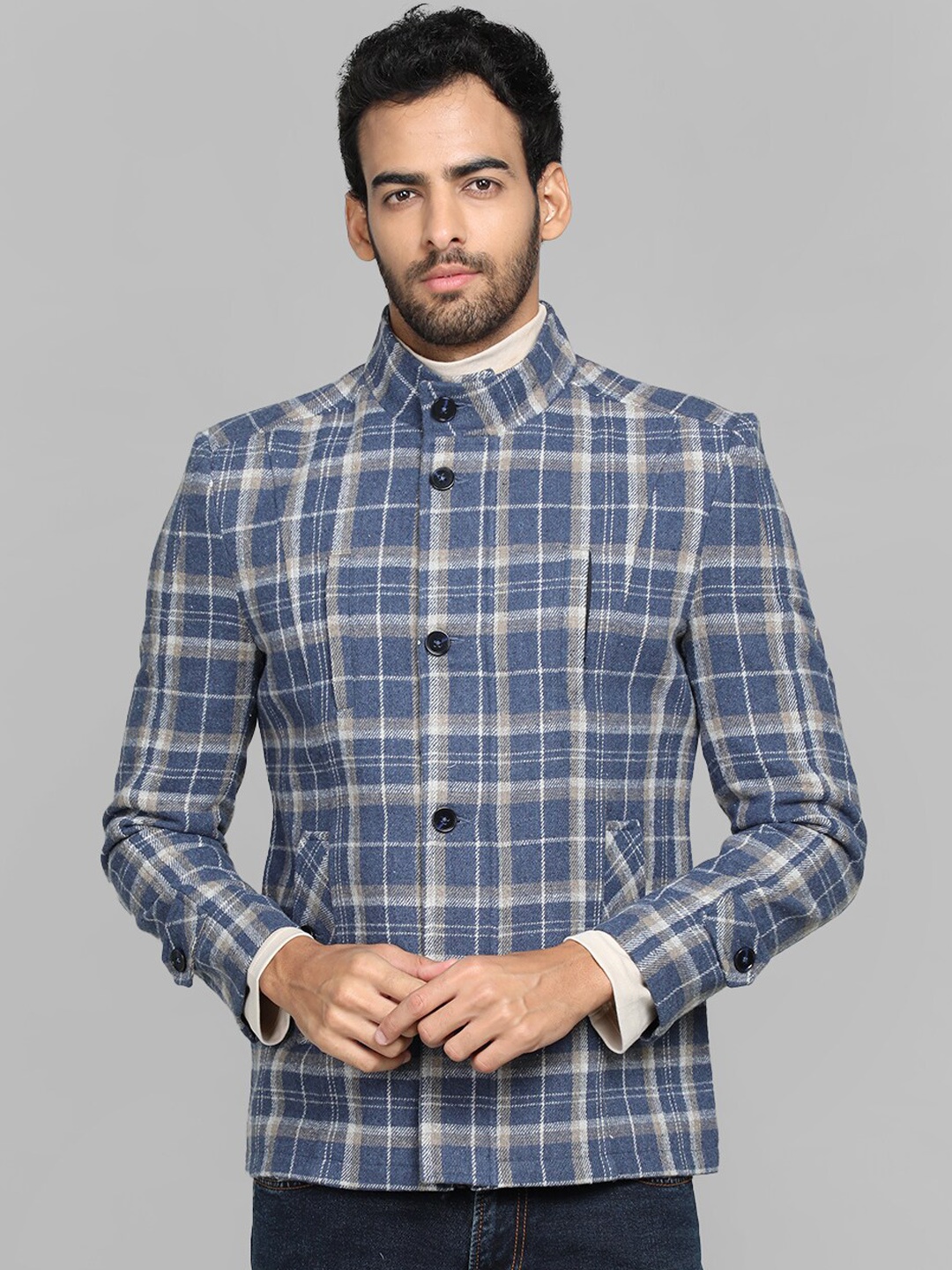 

Dlanxa Checked Over Coat, Blue