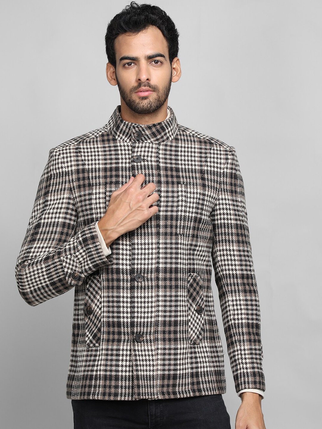 

Dlanxa Checked Tweed Over Coat, Brown