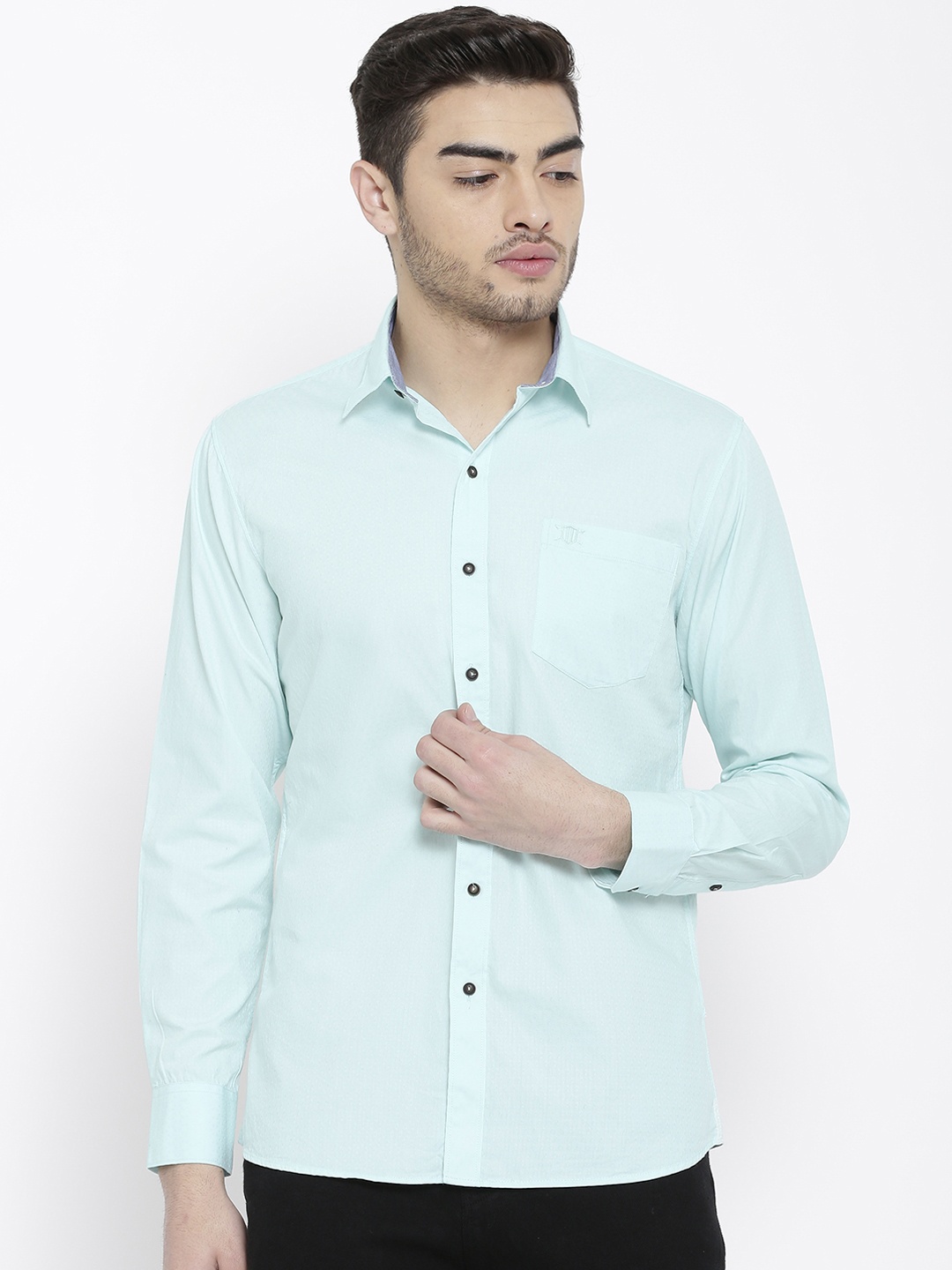 

Duke Men Sea Green Smart Regular Fit Solid Casual Shirt