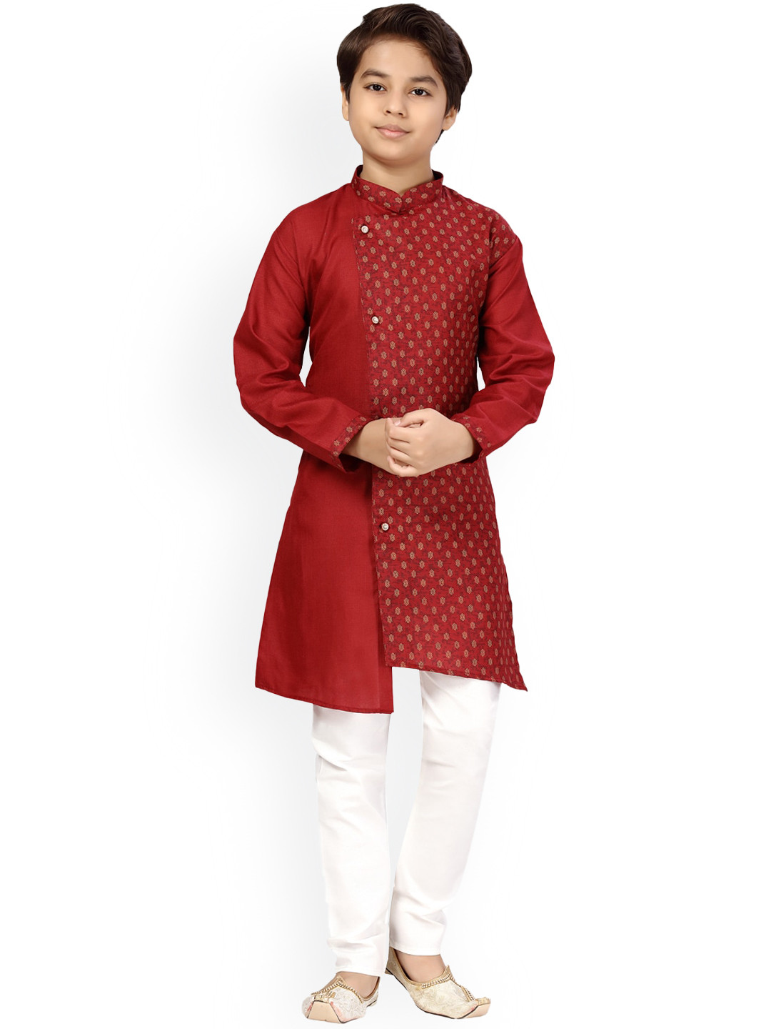 

BAESD Boys Ethnic Motifs Printed Pure Cotton Kurta with Pyjamas, Maroon