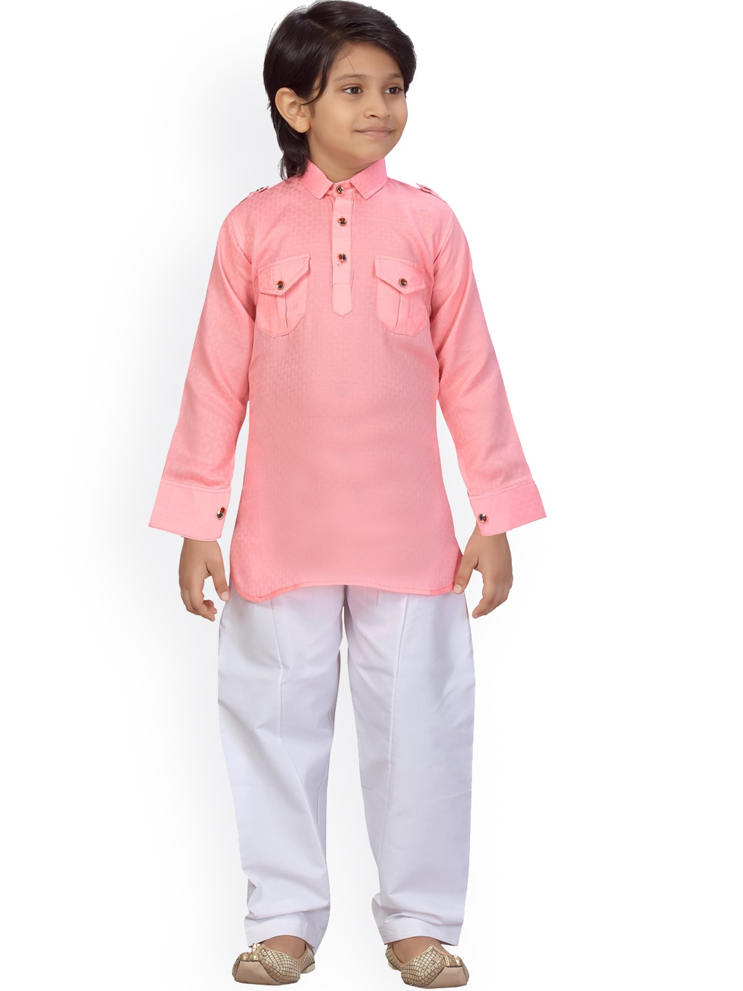 

BAESD Boys Pure Cotton Pathani Kurta With Pyjamas, Pink