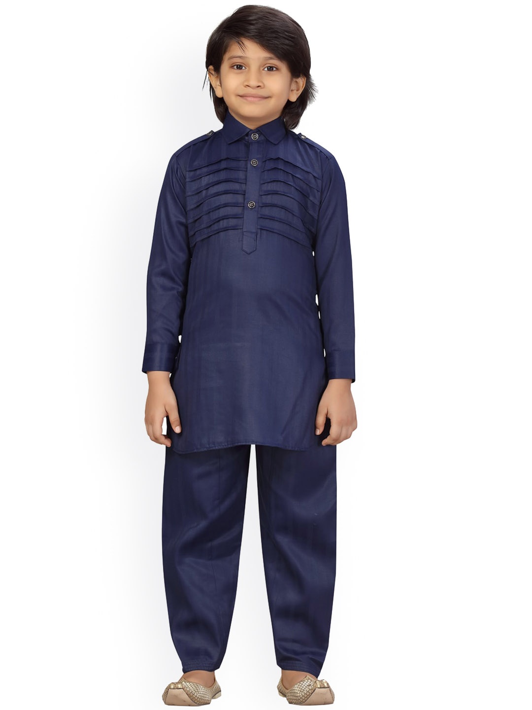 

BAESD Boys Pure Cotton Pathani Kurta With Pyjamas, Navy blue