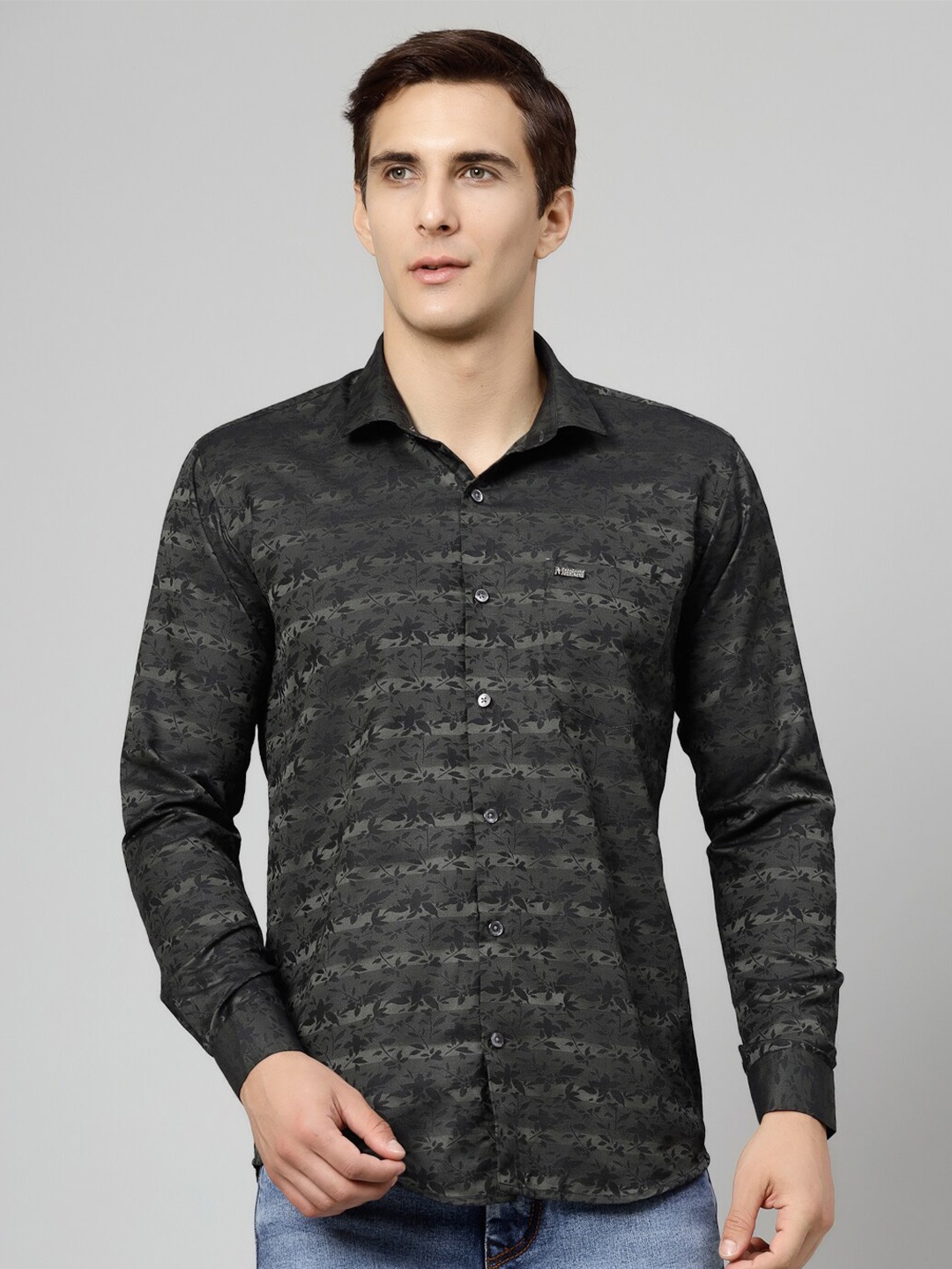 

JADEBERRY Men Grey Standard Opaque Printed Formal Shirt