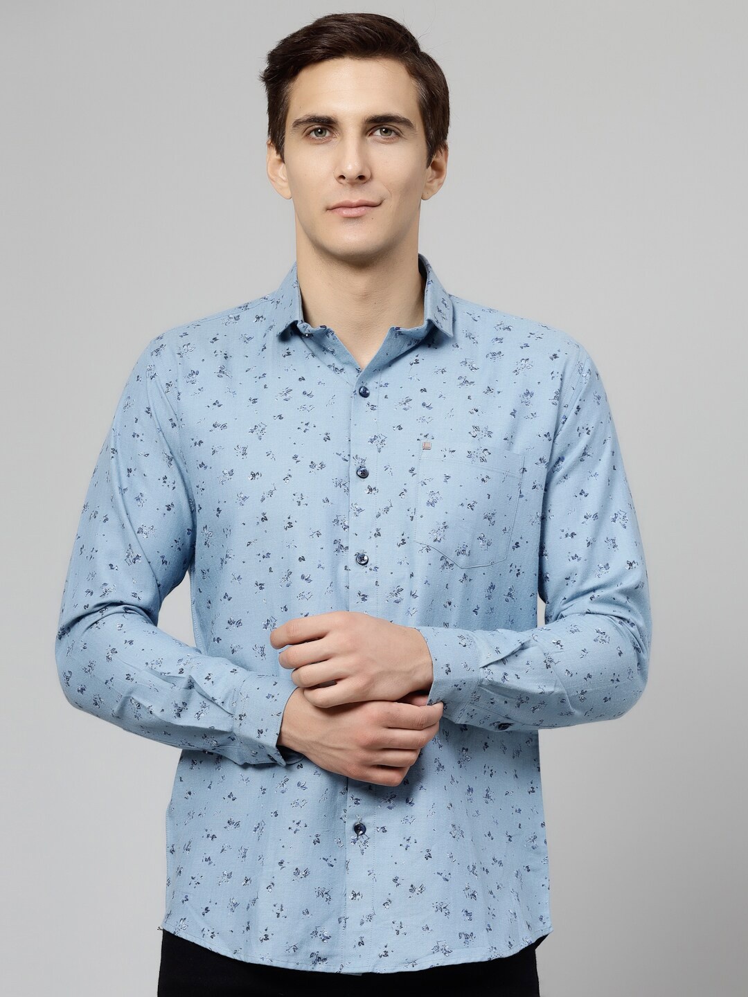 

JADEBERRY Floral Printed Cotton Standard Casual Shirt, Blue