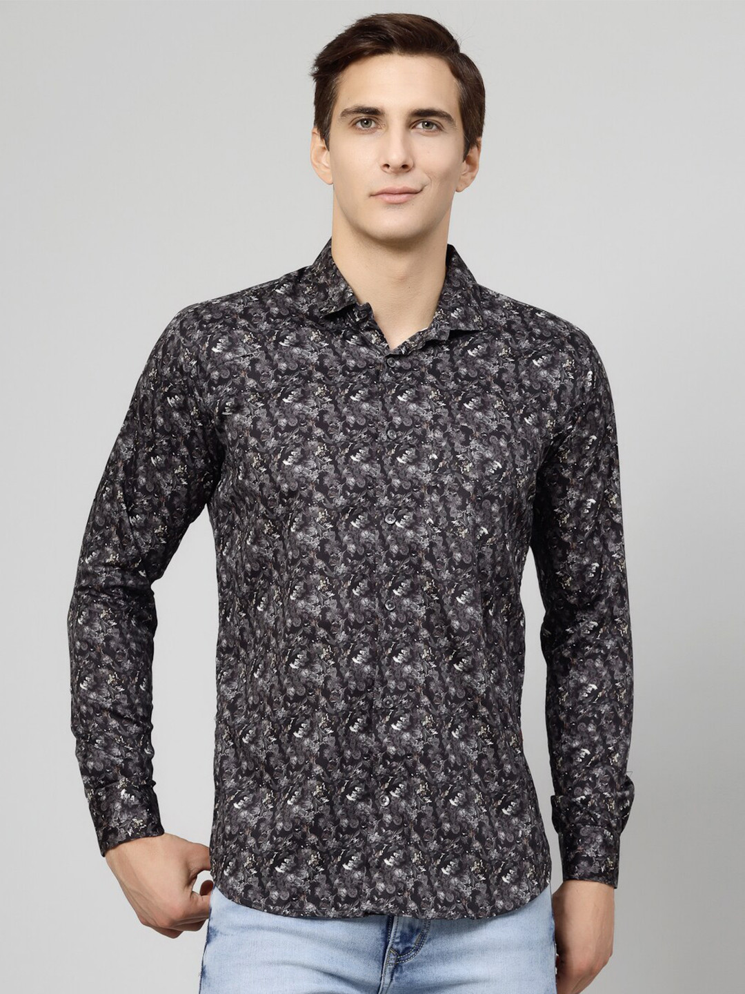 

JADEBERRY Floral Printed Cotton Standard Casual Shirt, Brown