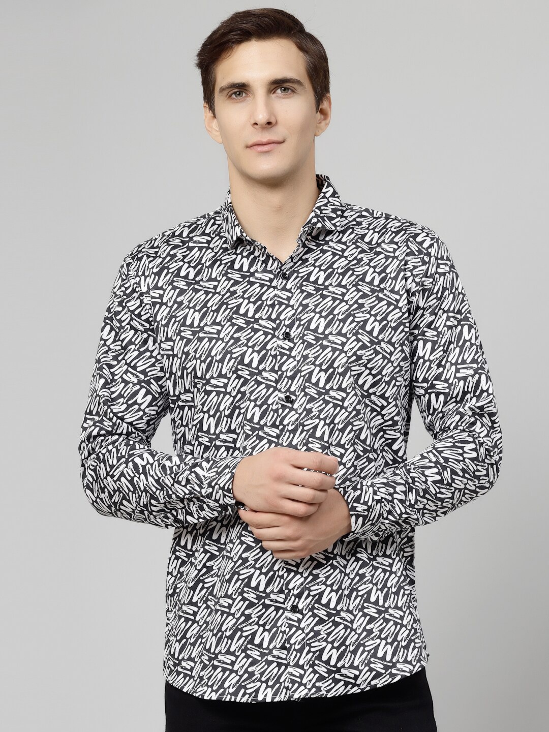 

JADEBERRY Men White Standard Floral Opaque Printed Formal Shirt