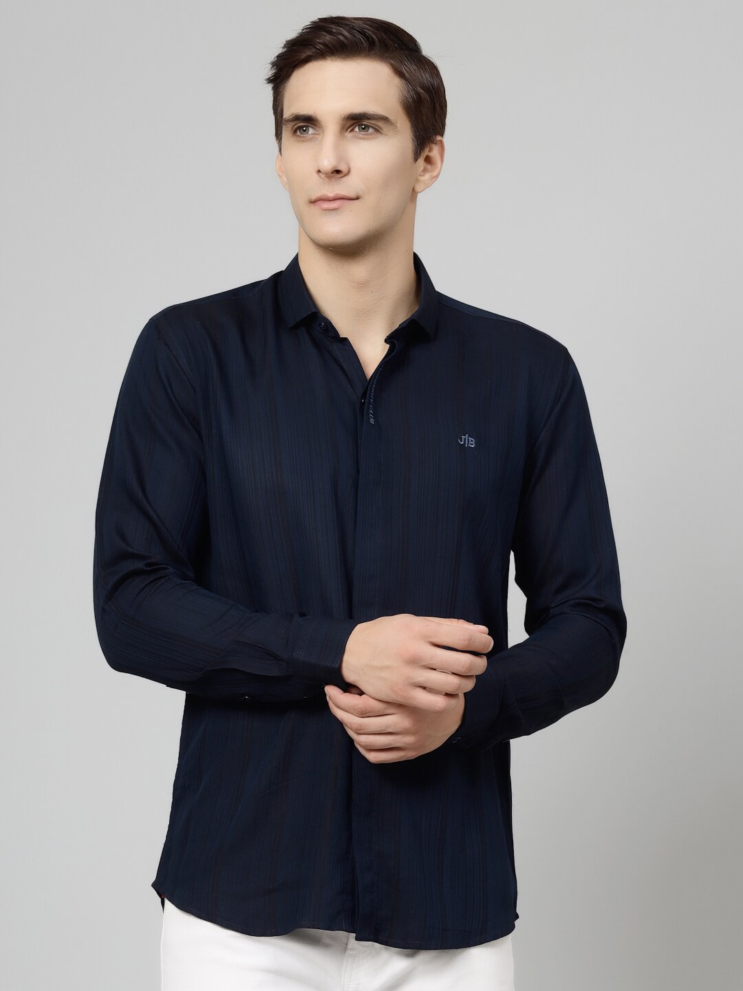 

JADEBERRY Men Blue Standard Opaque Checked Formal Shirt