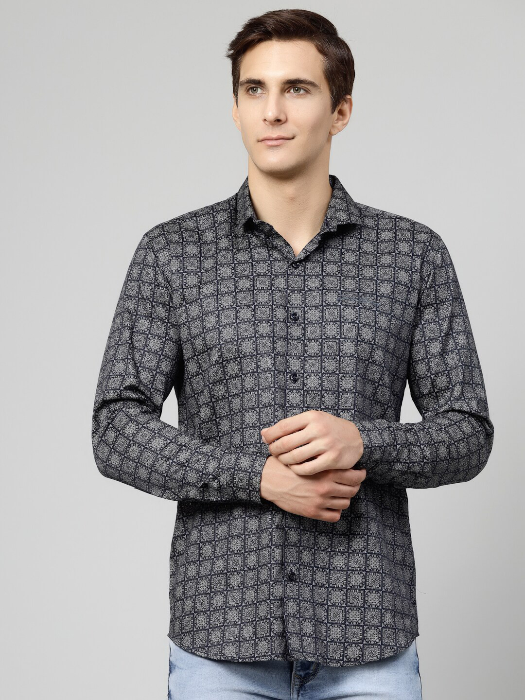 

JADEBERRY Men Green Standard Floral Opaque Printed Formal Shirt
