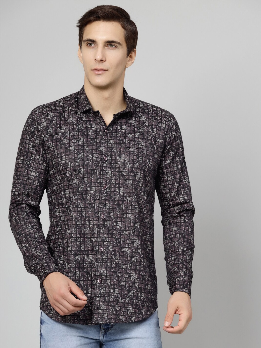 

JADEBERRY Men Brown Standard Floral Opaque Printed Formal Shirt
