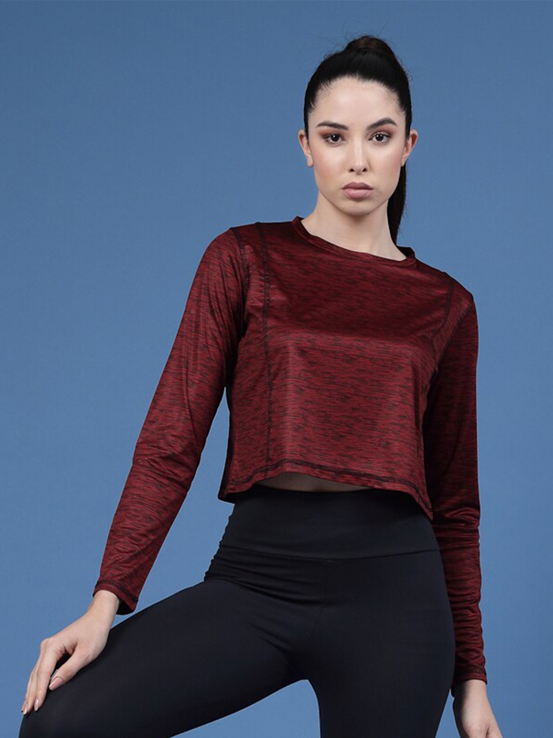 

Rigo Abstract Printed Crop Training Or Gym Top, Red